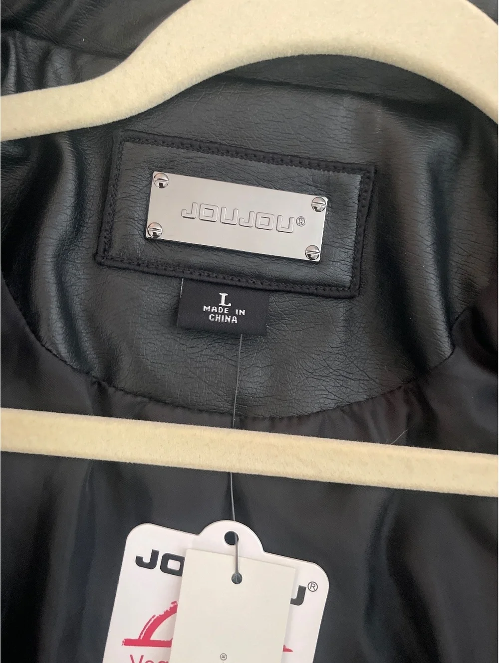 Jou Jou Women's Black Vegan Leather Jacket Size Large with Tags